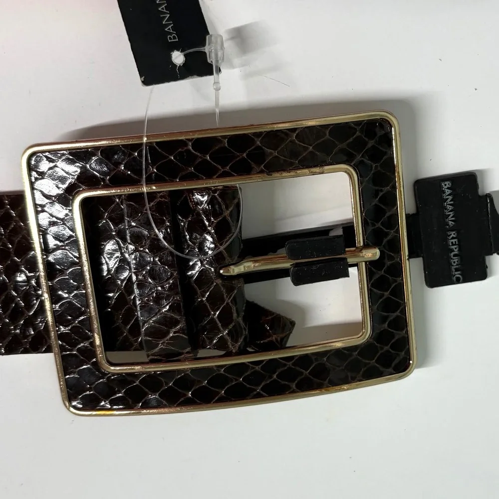 NWT Banana Republic Brown Leather Snakeskin Effect Belt in Size XS